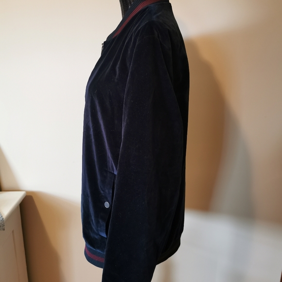 Ted Baker London Blue Velvet Bomber Jacket Size 6 - Picture 2 of 14